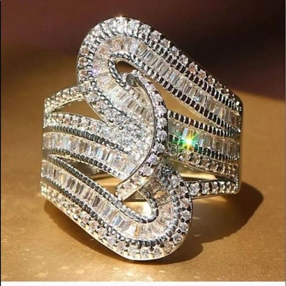 5.6CT PRINCESS CUT DIAMONDS STERLING SILVER - Picture 1 of 6